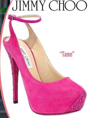 Jimmy Choo TAME Suede Swarovski Crystal Jewel Ankle Strap Heels Pumps